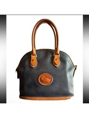 Vintage Dooney & Bourke Navy Blue Pebbled Leather Satchel Purse